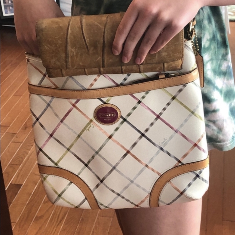 Vintage Coach Tattersall Rainbow Grid Crossbody Purse NOK 1173-F19175 - Picture 14 of 15